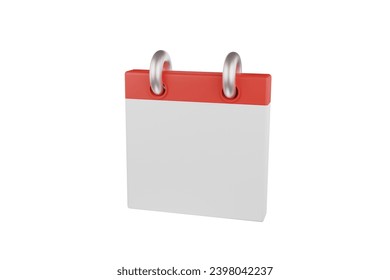 3D rendering cute cartoon calendar illustration Blank page for entering numbers