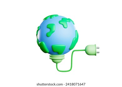 3D de la energía amigable de la Tierra con dibujos animados