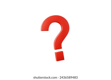 3D rendering cute red question mark icon