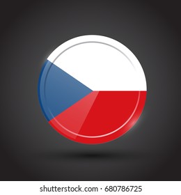 3d rendering of Czech button with flag on black background.