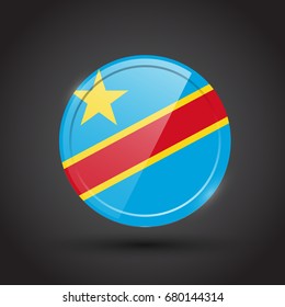 3d rendering of Democratic Republic button with flag on black background.
