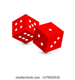 3D rendering. Dices with  points. isolated on a white background.