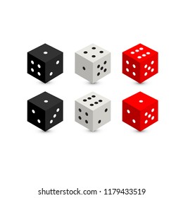 3D rendering. Dices with  points. isolated on a white background.