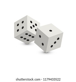 3D rendering. Dices with  points. isolated on a white background.