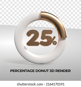 Número de donut de representación 3D 25% para datos de informes de progreso