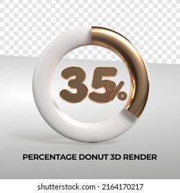 3D rendering donut number 35% percentage for progress report data