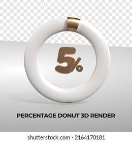 3D rendering donut number 5% percentage for progress report data