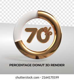 3D rendering donut number 70% percentage for progress report data