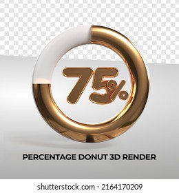 3D rendering donut number 75% percentage for progress report data