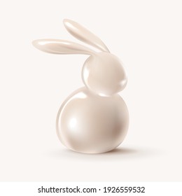 3D rendering Easter bunny vector in luxury rose gold