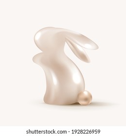 3D rendering Easter bunny vector in luxury rose gold