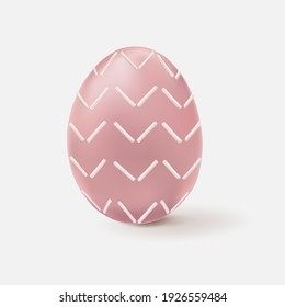 3D rendering easter egg vector in pink with chevron pattern