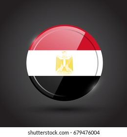 3d rendering of Egypt button with flag on black background.