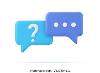 3d rendering faq icon, question mark with bubble chat