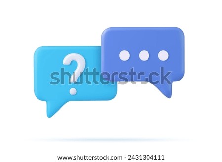 3d rendering faq icon, question mark with bubble chat