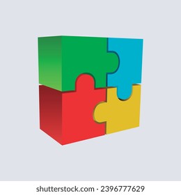3d rendering four pieces of colorful square. Vector isolated on white backgronud.
