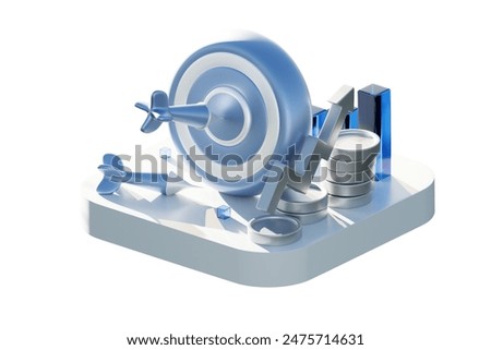 3D rendering, future business concept, blue bar chart analysis