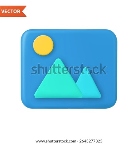 3D rendering Gallery button isolated on white background. Concept of website, user interface, UI Design.
