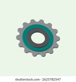 3D rendering gear and cog icon.