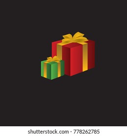 3d rendering Gift Box color Red color White color green tiedribbon