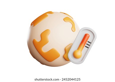 3D rendering. Global warming causes thermometers to soar and orange to boil.