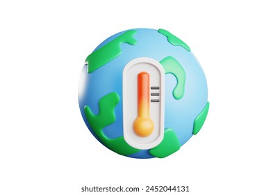 3D rendering. Global warming causes thermometers to soar and orange to boil.