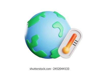 3D rendering. Global warming causes thermometers to soar and orange to boil.