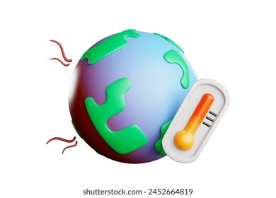 3D rendering. Global warming causes thermometers to soar and orange to boil.