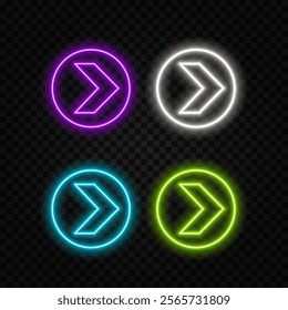 3D rendering of glowing neon arrows on a black background. Flashing direction indicators..