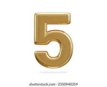3d rendering of golden number 5