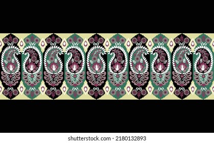 3d rendering. Golden stylized flowers, delicate shiny curls, paisley element, seamless pattern. Oriental style arabesques. Brilliant lace, pendant on a chain.
