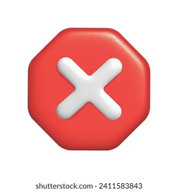 3d rendering of green check and red cross.   Vector illustration of right and wrong button.