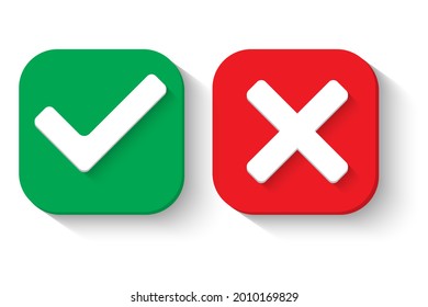 3d rendering green and red check mark vector illustration