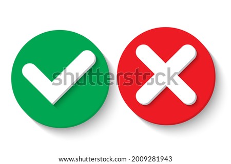 3d rendering green and red check mark vector illustration