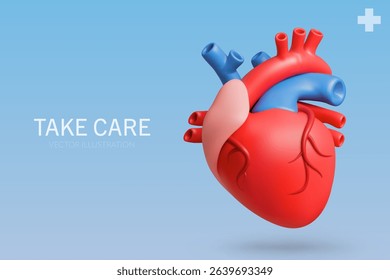 3D rendering of a Heart anatomy on a blue background.