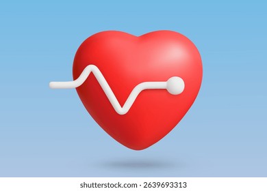 3D rendering of a Heartbeat on a blue background.