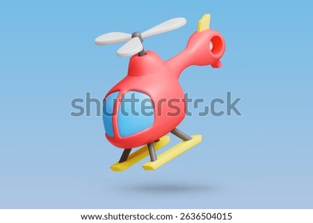3D rendering of a helicopter on a blue background.