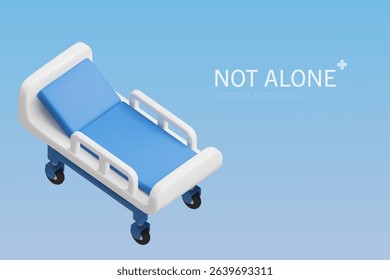 3D rendering of a Hospital bed on a blue background.