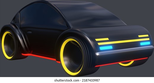 3D Rendering Illustration of Concept Car Front View on a Solid Background