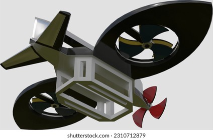 Ilustración 3D del concepto Dron Bottom View con canal alfa