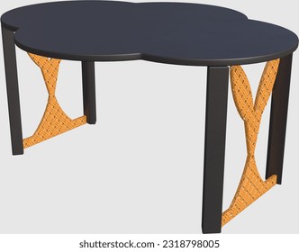 3D Rendering Illustration of Decorative Cloudy Table on a Solid Background