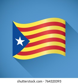 3D rendering, Illustration of a long shadow waving Catalonia flag