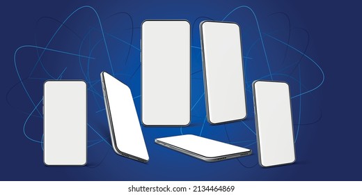 3D Rendering 3D illustration Minimalist modern blue abstract isolated phone mockup smartphones for presentation, application display, information graphics etc.isometric perspective mobile mockups