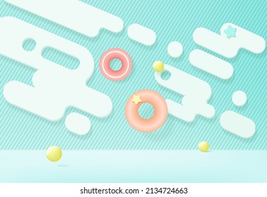 3D rendering kid style with colorful pastel background with space for kids or baby product