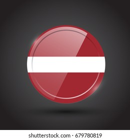 3d rendering of Latvia button with flag on black background