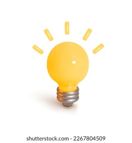 3D rendering of a light bulb icon. idea concept. vector illustration