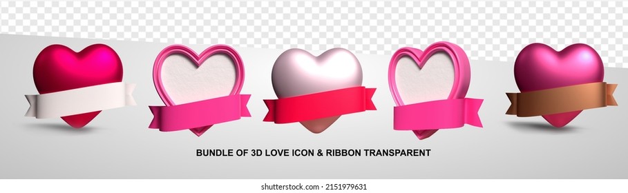 3D Rendering Love And Ribbon Model Png, Transparent For Valentine, Dating, Flirt