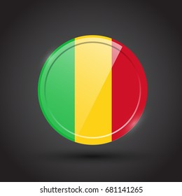 3d rendering of Mali button with flag on black background.