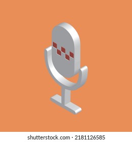 3d rendering microphone icon. Sound, record, podcast symbol.