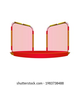 3.ª representación de diseño peatonal moderno de estadio rojo aislado sobre fondo blanco